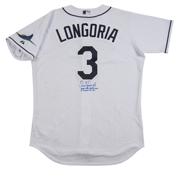 2009 Evan Longoria Game Used, Signed and Inscribed Tampa Bay Rays Home Jersey (MLB Authenticated & JSA)